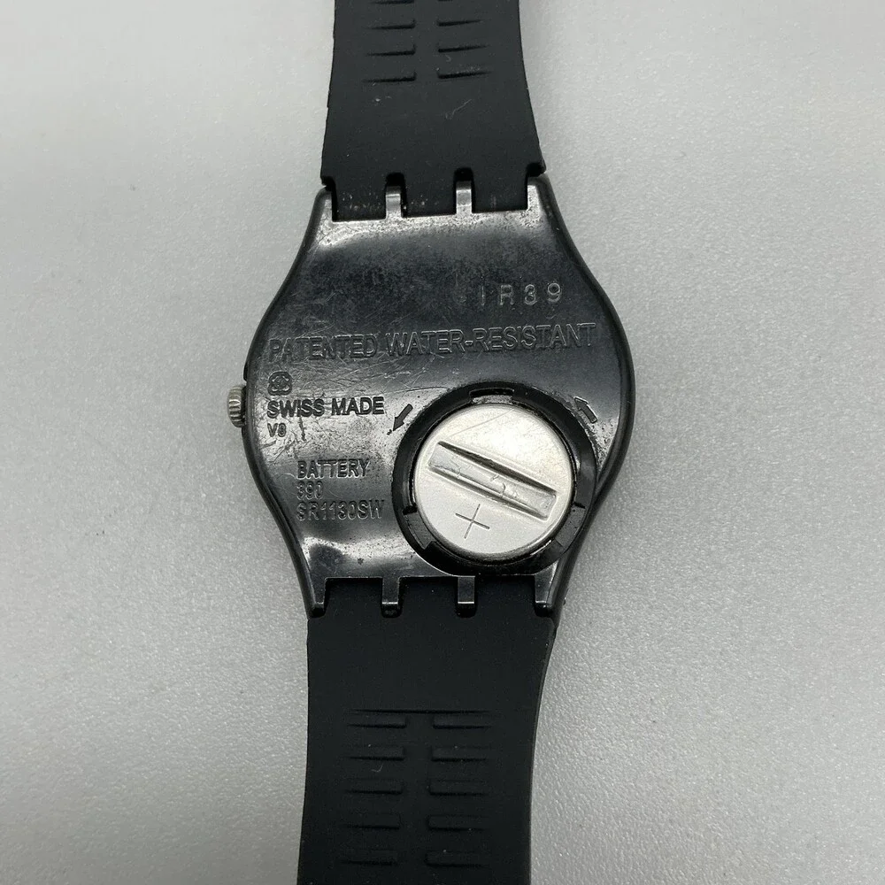 Swatch 1920 Mens Watch 34mm Black Dial Retro GB275 Swiss Analog New Battery